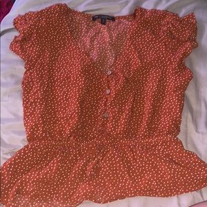 orange polka dot tank top. size M